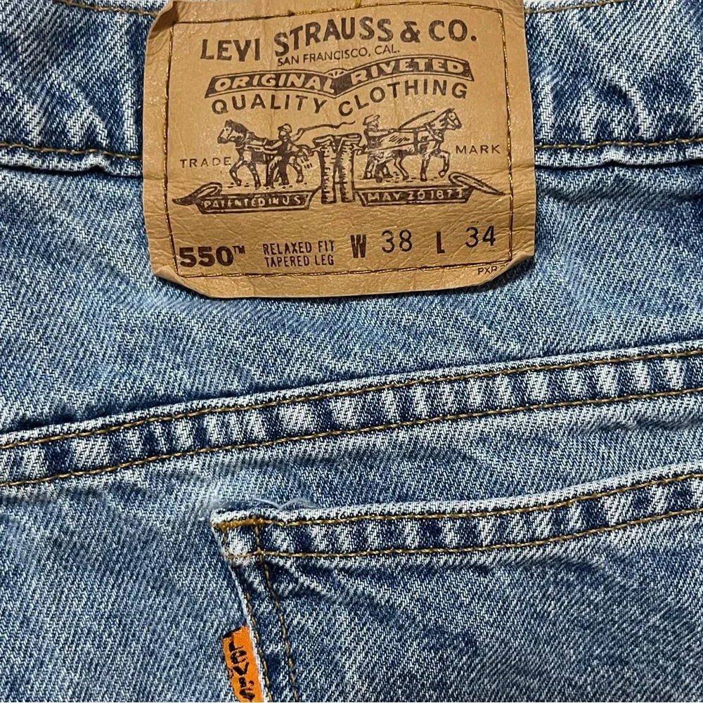 Levi's 550 Orange Tab‎ Relaxed Tapered Jeans Light Wash Mens 38x34 Y2K Vintage